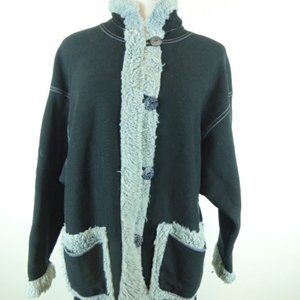 Vintage JANICE MCCARTY boho fleece sherpa jacket S M L one size  faux fur